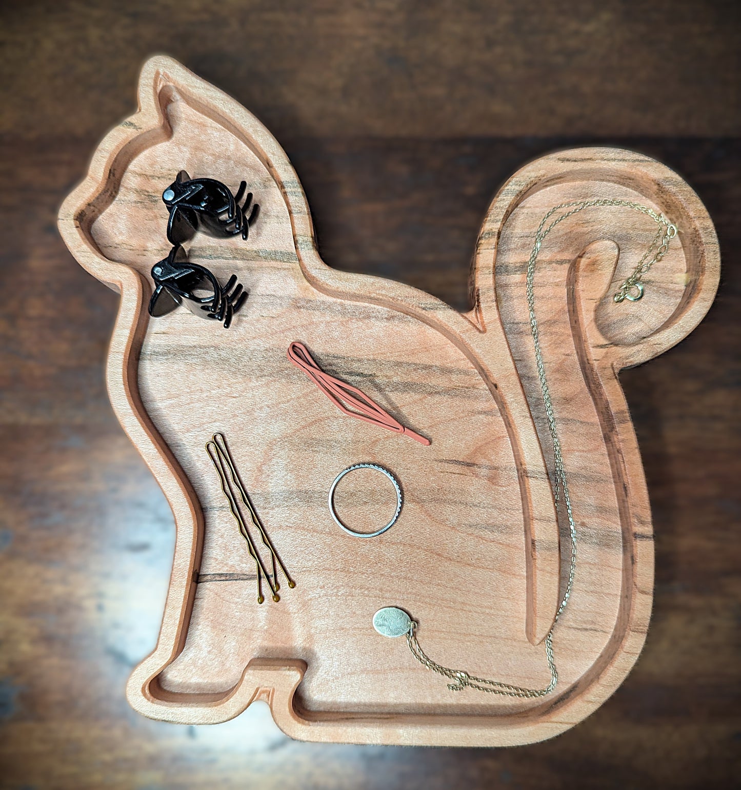 This medium sized tray is perfect for holding jewelry, coins, keys, sunglasses, snacks, tobacco, or any other personal items. Made in Asheville, NC.