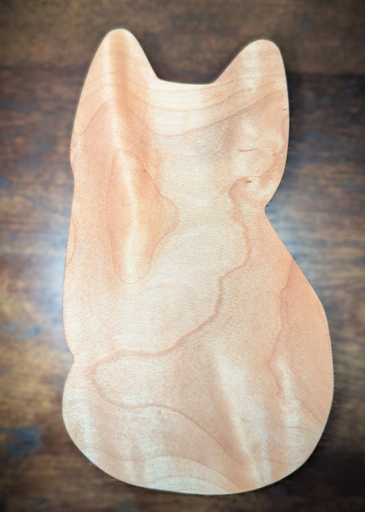 Picture of the back of the Compact Kitty Catchall showcasing the gorgeous curly maple pattern made in Asheville, NC