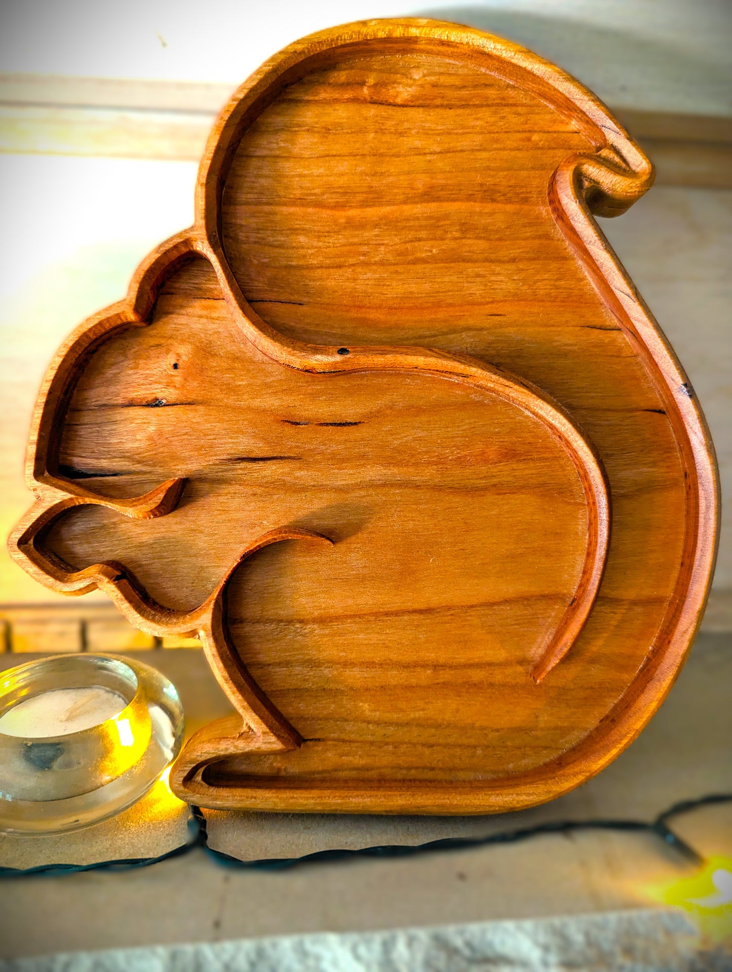 Squirrel catchall tray ads rustic charm to any room. This home decor is great for farmhouse decor, country, mountain living. Made in Asheville, NC.