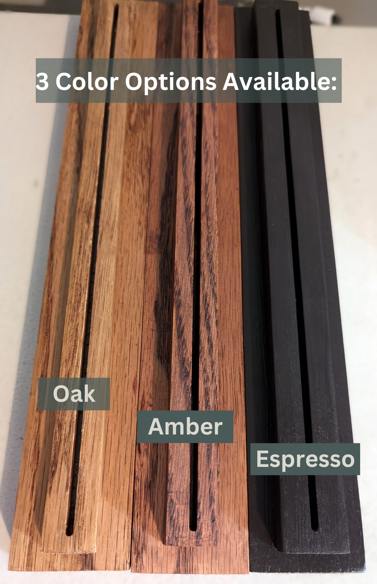 Featuring a high-quality oak base in 3 color options, this lamp offers dimmable and color-changing LED lights to set the perfect mood. Oak wood color options are natural oak, amber, and espresso.