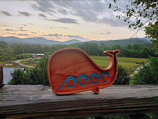 Coastal-inspired home decor is perfect gift for whale lover. Made in Asheville, NC.