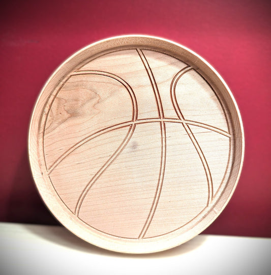 Basketball Wood Catchall Tray, made from premium Appalachian cherry wood in Asheville, NC.